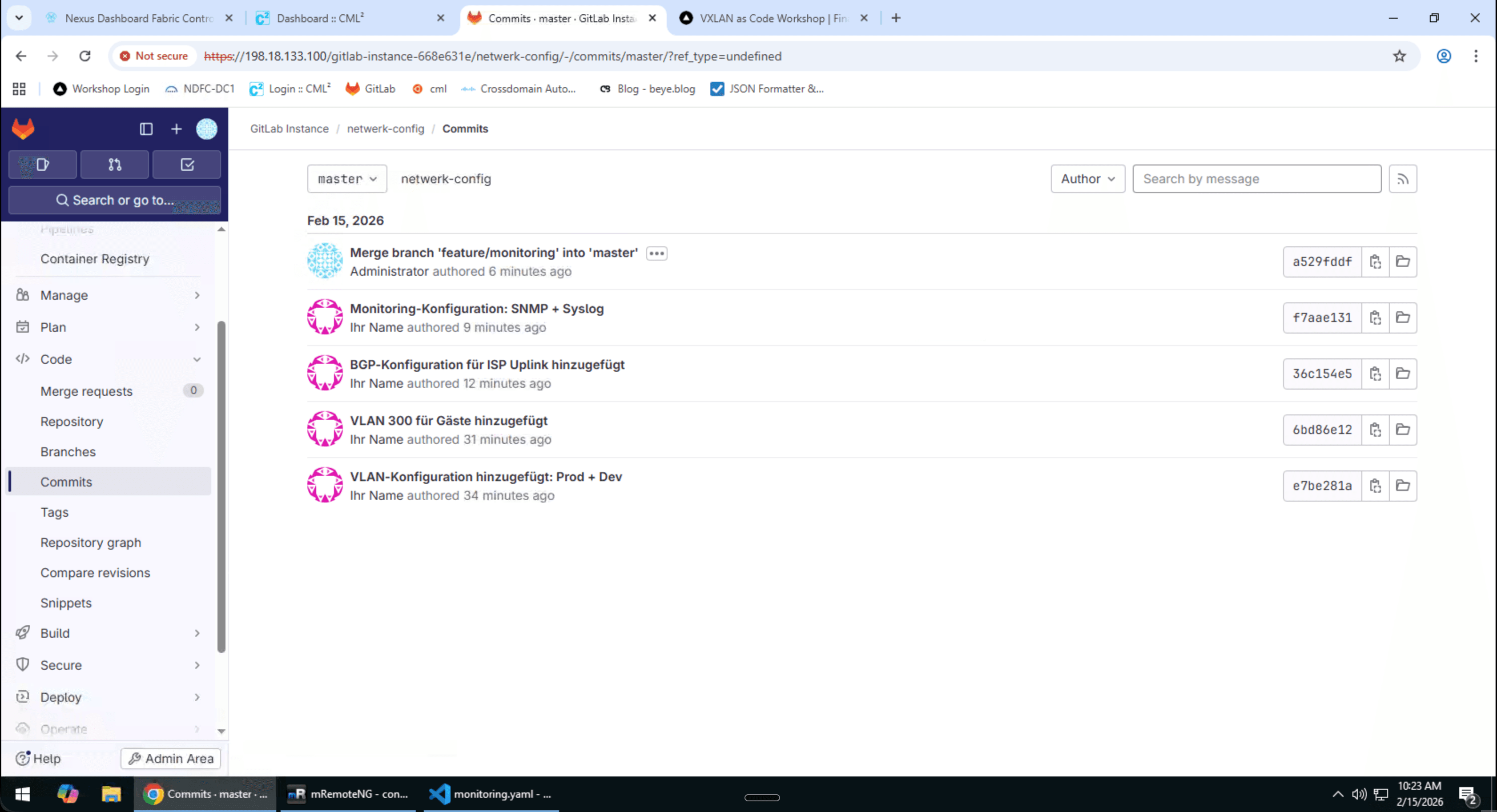 GitLab Repository-Ansicht mit Dateiliste und Ordnerstruktur